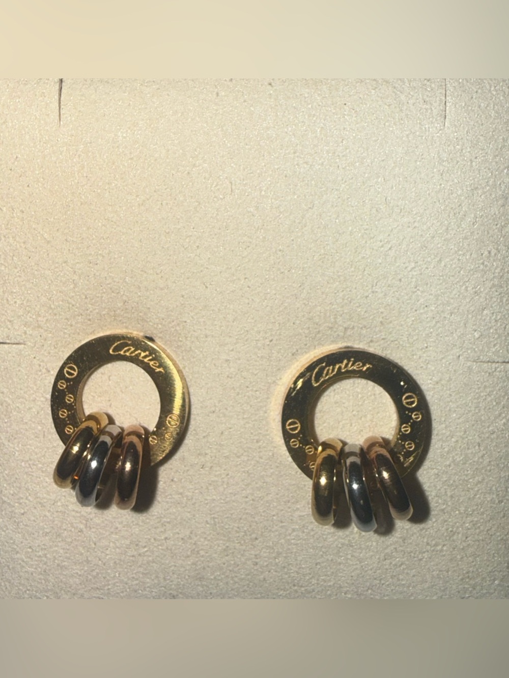 Tri-Color Gold Silver Rose Gold Triple Hoop Circle Stud Earrings